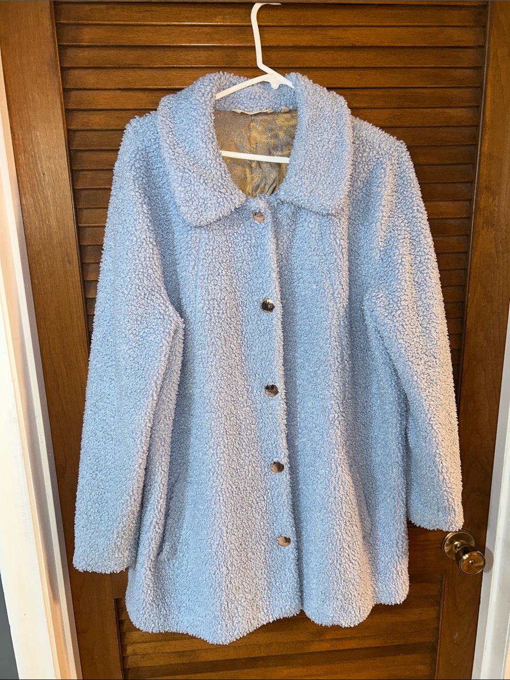 Soft Surroundings Pale Blue Teddy Button-Front Jacket